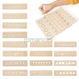 Push Pull Toys Children's Wooden Educational Toy Montessori Early Learning Word Spelling Letter Number Groove Practice Board Pen Control Trainiz240129