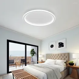 Luzes de teto moderna luz led decoração para casa 20/30/40/50/60cm regulável lâmpada redonda quarto sala estar preto branco luminária iluminação brilho