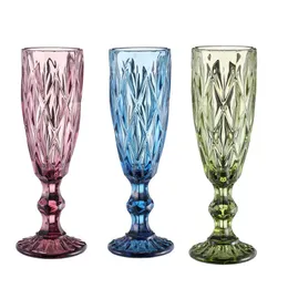 European Style Embossed Champagne Stained Glass Beer Goblet Vintage Wine Glasses Household Juice Drinking Cup Cocktail Glass 150ML