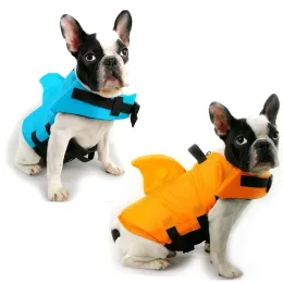 Vests Shark Pet Dog Life Vest 여름 프랑스 불독 옷 애완 동물 구명 재킷 개 수영복 애완 동물 수영복
