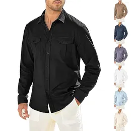 T-shirt da uomo manica lunga risvolto camicia casual spiegazzata da uomo pagliaccetto tuta floreale pantaloni di velluto a coste taglia alta per