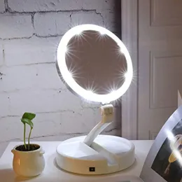 Mirrors Portable Folding 1x/10x Magnifying Led Light Up Double Side Makeup Mirror Tabletop Batteries or Usb Charging, 270°rotation