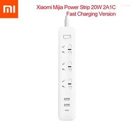 Smart Home Control Xiaomi Socket Mi Mijia QC3.0 20W شحن سريع شريط الطاقة 2A1C 3 Sockets Extension Lead 1.8m