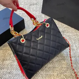 Havaalanı Çantası Şık Kadın Omuz Çantası 30cm Havyar Çanta Deri Çift Renkli Pırlanta Ekose Altın Donanım Metal Tepe Lüks El Çantası Matelasse Zincir Crossbody Bags