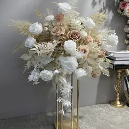 60cm ila 120cm boyunda) Çiçek topu çelenk merkez parçası düğün masası şamelabra dekorasyonu uzun mum tutucu düğün centerpieces altın şamla 379