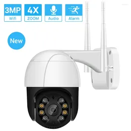 Câmera super mini pan/tilt wi-fi sem fio onvif ip ai detecção humana zoom 4xdigital fonte de luz dupla à prova d'água