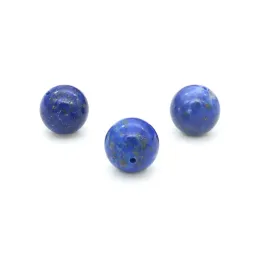 Charm 5pcs Stone Stone Natural Labis Lazuli Half حبات حفر جولة نصف ثقب 6/8/10 ملم.