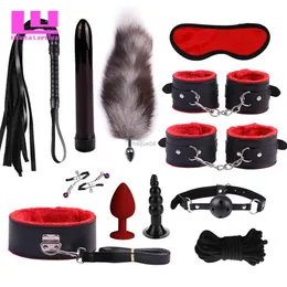 Bondage sexo bondage kit 12 pçs jogos adultos conjunto algema anal plug chicote corda venda para casais brinquedos eróticos produtos sm