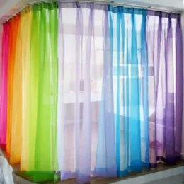 Fast color Multicolor Bay Window Screening Solid Door Curtain Drape Panel Sheer Tulle For Living Room Wedding Decoration 240129