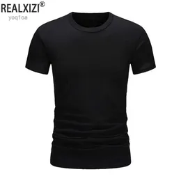 T-shirts masculins T-shirt en coton masculin de l'été Mlim Slim noir à manches courtes confortables T-shirts rond décontractés