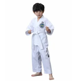 Leichter Taekwondo-Dobok, ITF-Uniform, vollständige Stickerei, Kampfsport-Studenten-Kämpferanzug mit kostenlosem Whie-Gürtel 240122