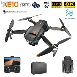 Droni AE10/AE3/S138 Drone 8K Doppia fotocamera GPS a tre assi Evitamento ostacoli EIS Anti scuotimento Pan Tilt Pieghevole Quadcopter RC Elicottero YQ240130