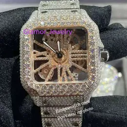 Cartis 5 Style Nowe szkielet vvs moissanite zegarek na rękę Pass Test diamentów Eta Sapphire zegarki Rose Gold Sier Sier Automatyczne mrożone zegarki 2023