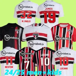 23/24 São Paulo camisas de futebol 2024 2025 casa PABLO DANLVES IGOR GOMES LUCIANO LUAN IGOR GOMES BRENNER Camisa de futebol fora kit infantil