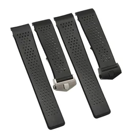 Faixas de relógio 22mm 24mm Banda de ventilação preta para Tag Carrera Silicone Borracha Impermeável Pulseira Belt2669