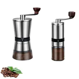 Mills Home Portable Manual Coffee Grinder grov finslipning rostfritt stål keramiskt hand kaffekvarn 6/8 justerbara inställningar