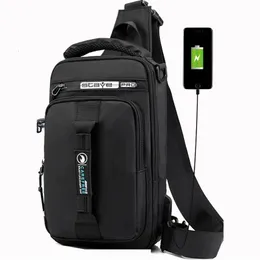 SUUTOOP Borsa a tracolla multifunzione USB da uomo Borsa a tracolla con tracolla Cross Body Sling Borse pettorali Borsa da viaggio impermeabile Messenger per uomo 240119