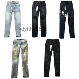 Fioletowa marka mody dżinsy chłodne luksusowe designerskie sproszone w trudnej sytuacji Rower Black Blue Jean Slim Fit Rozmiar 28-40GFDJ SR1M