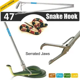 Чистящие 1,2 м складные щипцы для змей, палка для ловли рептилий, захват, складные плоскогубцы для змей с широкой челюстью, инструмент для управления змеями из нержавеющей стали