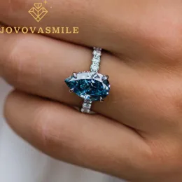 Anelli jovovasmile anello moissanite 14k oro 4,05 carati 13x7,8 mm mm cotto di mais cotto blu di mais reale Au 750 585 gioielli per donne