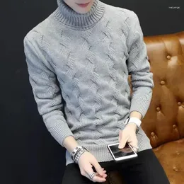 Erkek Sweaters Fashion Belktleneck Düz Renk Kırlık Kırış Giysiler 2024 Kış Gevşek Koreli Külotlar All-Match Sıcak Üstler