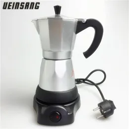 6Cups 300ml Elektrikli Kahve Makinesi Alüminyum Malzeme Kahve Potları Moka Pot Mocha Kahve Makinesi V60 Kahve Filtresi Espresso Maker T2002024