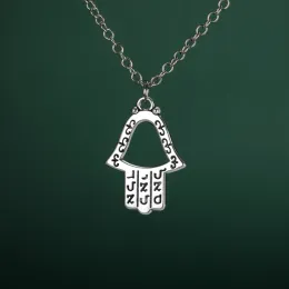 Colar Hamsa Mão de Fátima com pingente de corrente para homens e mulheres 14K ouro branco palma colares joias turcas presente