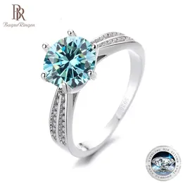 BagueRingen 1ct Round 18K White Gold Plated 100 925 Silver Ring Diamond Test Passed Jewelry Woman Girl Gift 240119