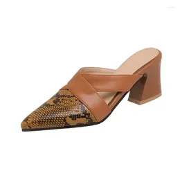 Sandals Women Slippers Snake طباعة على الكعب العالي Flip Flops المدببة Slides Slides Party Shoes بالإضافة إلى حجم 32-46 H-52