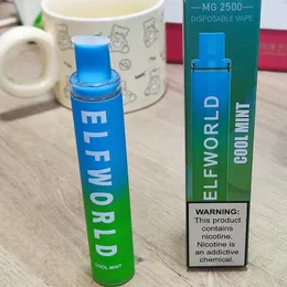 Original Elfworld MG2500 Puff 2.5k Vape Disposable 7ml factory vapes china 850mAh Rechargeable Battery Mesh Coil nice price authentic vape brand silicon mouthpiece