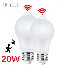 야간 조명 munlii 20W E27 LED PIR 센서 라이트 자동 켜기/끄기 모션 전구 홈 주차 조명 AC85V-265V