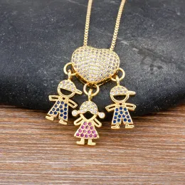 Moda di lusso per ragazze ragazzi intarsiati in cristallo zircone pendente in oro giallo 14k collana a cuore romantico squisito regalo di gioielli per la festa della mamma