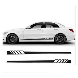 ملصقات السيارات الجديدة 2PCs/مجموعة ملصقات زخرفة تنورة جانبية Set Edition لـ Benz C Class W205 C180 C200 C300 C350 C63 AMG Drop Deliver
