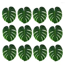 Fleurs décoratives 12 pièces feuilles de palmier artificielles pour Style hawaïen décorations de fête de jardin à la maison Jungle plage thème cuisine Table de restaurant