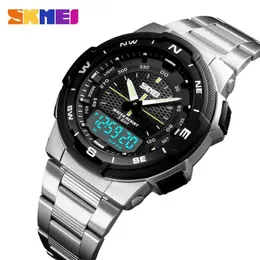 SKMEI часы мужские модные спортивные кварцевые часы мужские часы лучший бренд класса люкс полностью стальные деловые водонепроницаемые часы Relogio Masculino252G