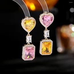 Dangle Earrings Super Flash Zirconia Style Style Design Designing Clashing Clining Color Heyscetric Square 2024