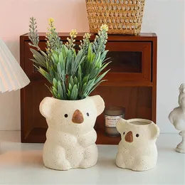 Växter tillbehör bonsai blomkruka söt koala keramisk saftiga planterkrukor trädgård dekoration hem blomkrukor 240122