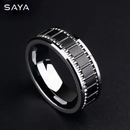 Anéis de 8 mm de largura Men no engajamento tungstênio anéis de alto polido embutido mato preto de cerâmica à prova de arranhões, frete grátis, personalizado