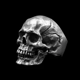 밴드 반지 Eyhimd 남자의 Calvarium Skull Ring Gothic 316L 스테인레스 스틸 바이커 링 오토바이 밴드 주얼리 240125