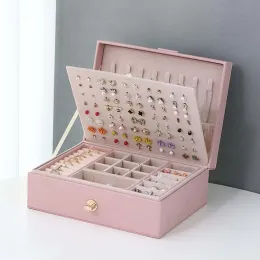 Halsketten Neue Schmuckschachtel tragbare Halskette Ohrringe Ringe Halter Schmuck Organizer Verpackung PU Leder Aufbewahrung Hülle Display Geschenk