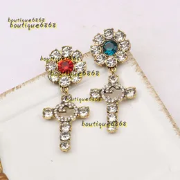 Stud elegante placcato designer di marca doppie lettere clip a bottone catena geometrica donne famose sier cristallo strass orecchino festa di nozze 2024 orecchini di design