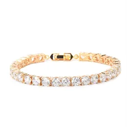 Tennis Chain Bracelet Copper Material Men's Hip hop Jewelry Iced Zircon Four Colors Women CZ Bracelet Link 18cm 28cm329S