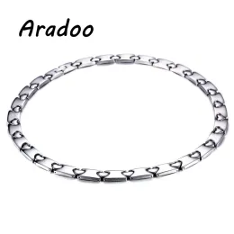 Halsband aradoo titanium stål älskar hälsa halsband mode ljus lyx mångsidig germanium hälsa krage damer halsband