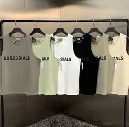 ESS Camiseta sin mangas para hombre Camiseta tendencia Letras tridimensionales Algodón puro Señora Deportes Casual suelto Calle principal Chaleco sin mangas Tamaño de la UE S-XL QQ