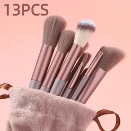 Makyaj Fırçaları 5 Renk 13 PCS Kit Göz Farı Allık Karıştırma Kadınlar Kozmetik Yumuşak Fırça Torba Taşınabilir Gadgets ile Makyaj Araçları