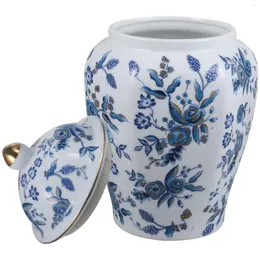 Storage Bottles Tea Leaf Jar Chinese Style Blue And White Porcelain Sealing Multipurpose Loose