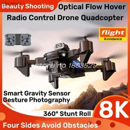 Drones 8K Three Camera Optical Flow Hover WIFI FPV RC Drone Quadcopter 2.4G Smart Avoid Obstacle Gravity Sensor App Radio Control Drone YQ240129