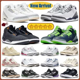 Jumpma 3 3s Desinger Basketball Shoes Women Men Gree Glow Ivory Midight Navy Fear Off Noir Medelli Suset Rio Palomio White Fire Black Red Musli seakers for me