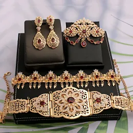 Collana Marocco Caftano Cinture da sposa Placcato oro Set di gioielli da sposa per abito da sposa arabo musulmano Catena Accessorio per sposa