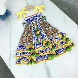 Vestidos da menina de luxo designer bebê meninas roupas do miúdo verão crianças vestido princesa bonito doce adolescente para festa e casamento